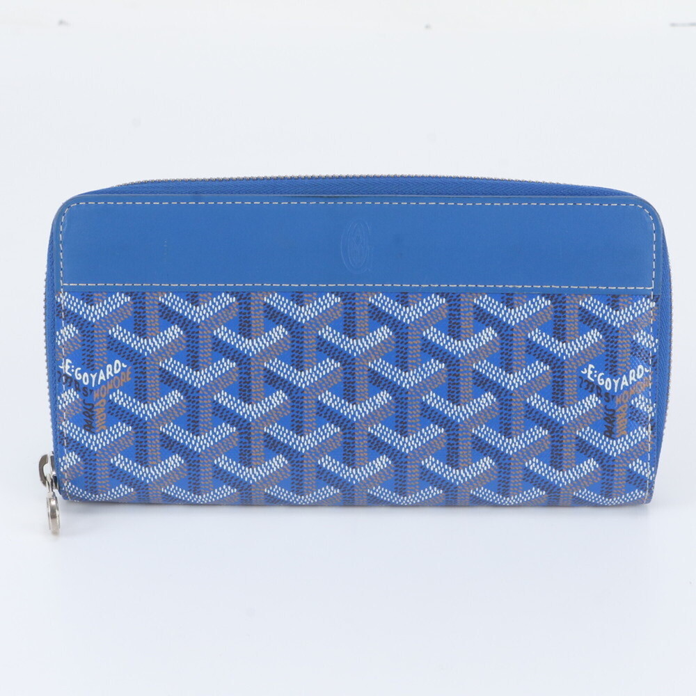 Goyard Matignon Zip GM Herringbone Leather Long Wallet, Round Zipper, Men's